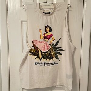 Retro White Graphic Muscle Tee